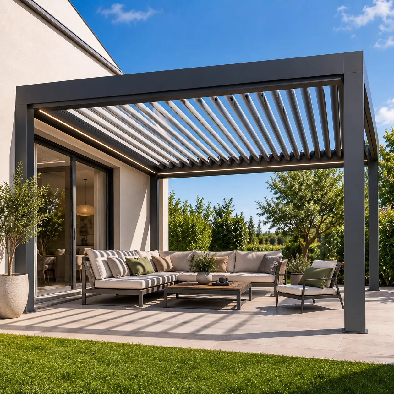 Pergola bioclimatica a lamelle — colore Antracite