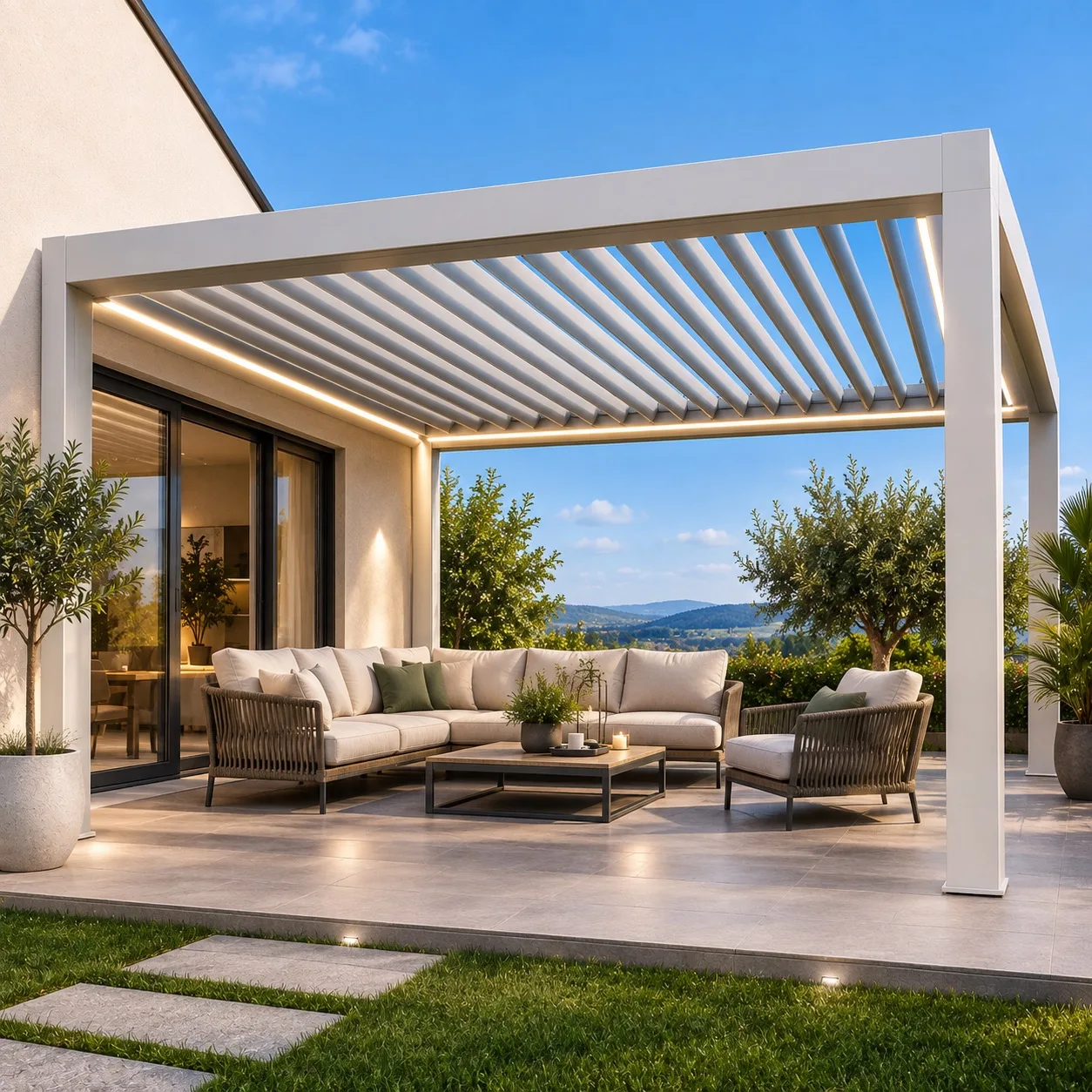 Pergola bioclimatica a lamelle — colore Bianco